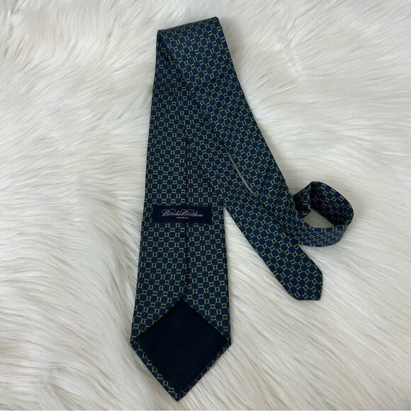 Brooks Brothers Men’s Blue Green Patterned Silk Tie - Picture 4 of 8
